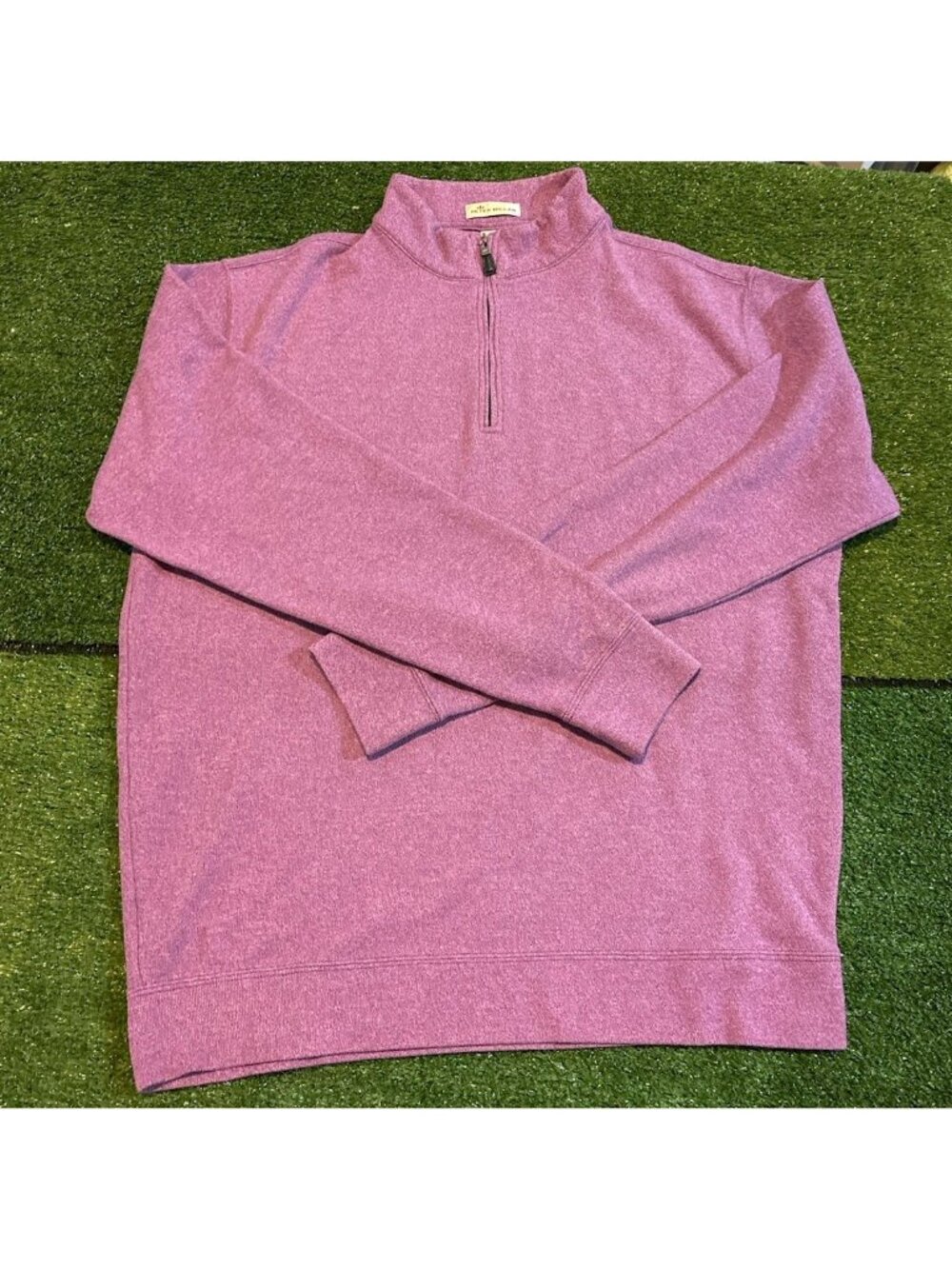 Peter Millar 1/4 zip mens large purple heathered knit long sleeve stretch casual